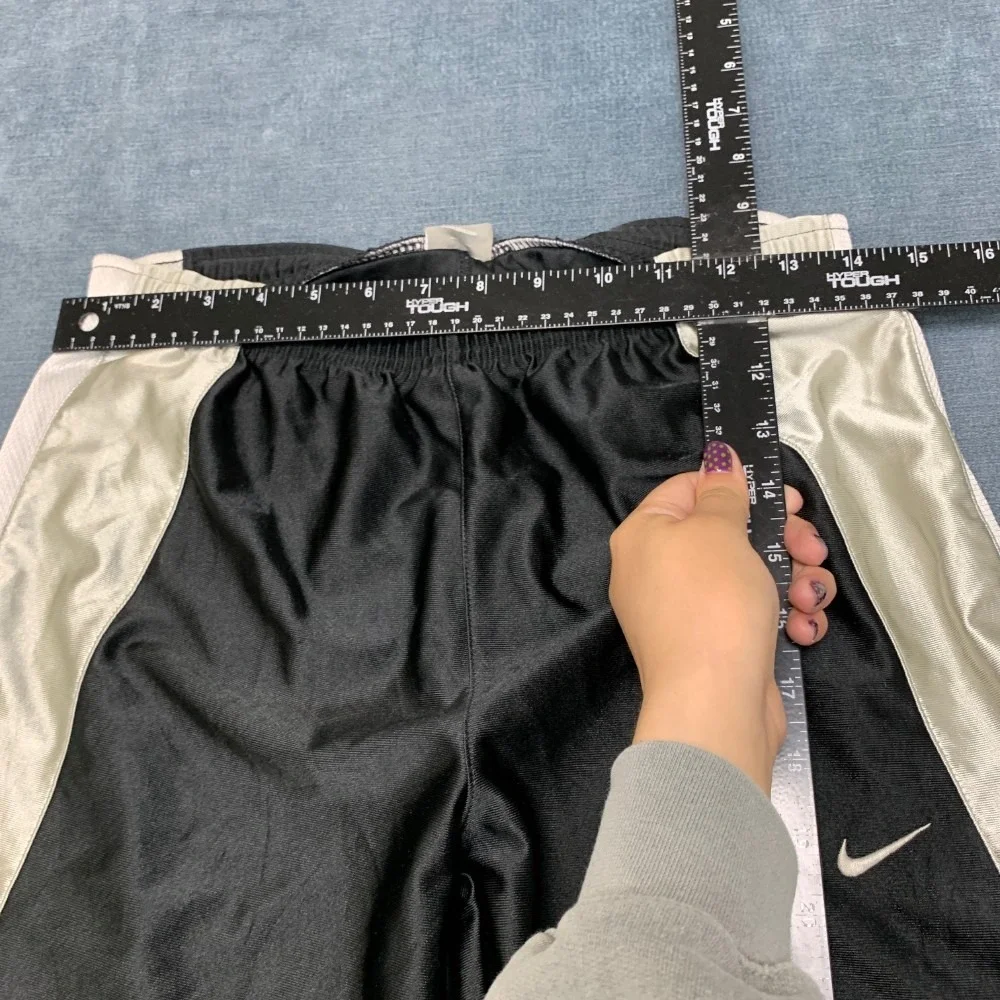Vintage Nike Track Pants Boys L 14-16 Black Embroidered Swoosh Logo Ankle Zip